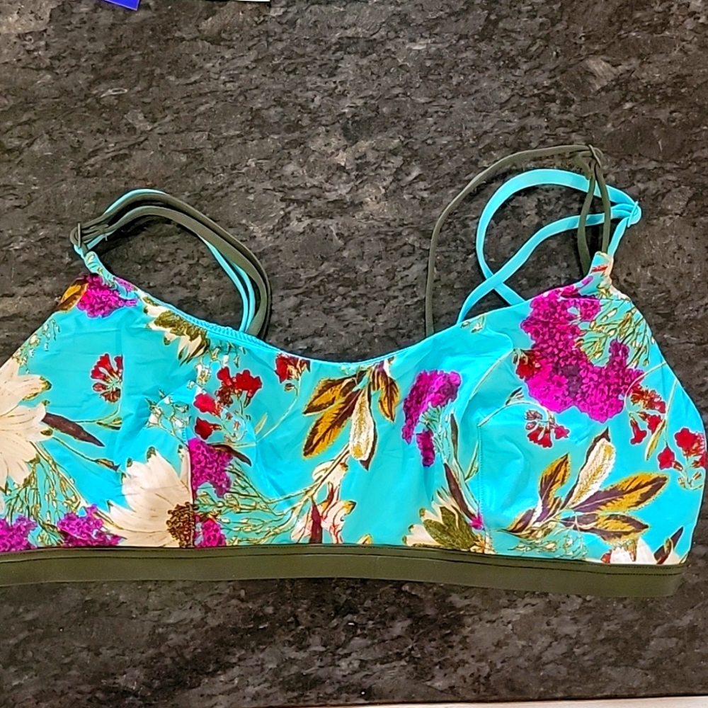 Victoria Secret bralette Size Large  blue and green with flowers